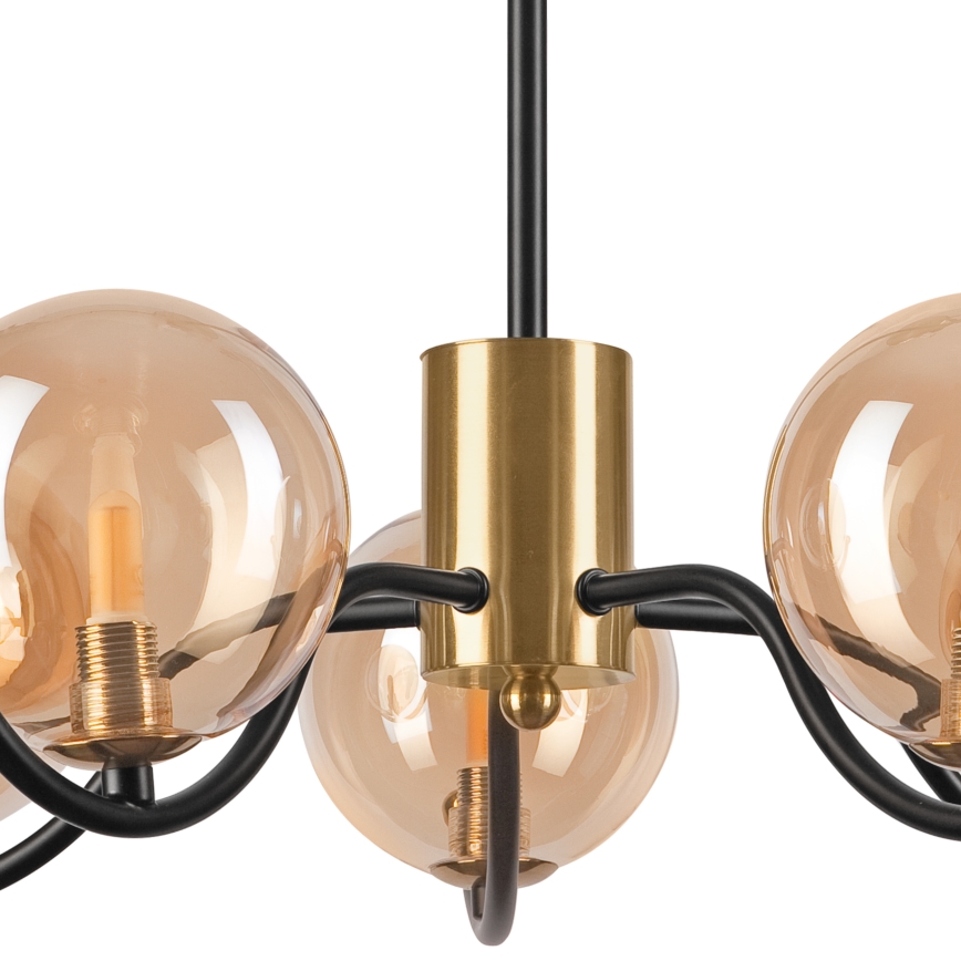 Luster na tyči GEORGIA 5xE14/5W/230V zlatá/dymová béžová