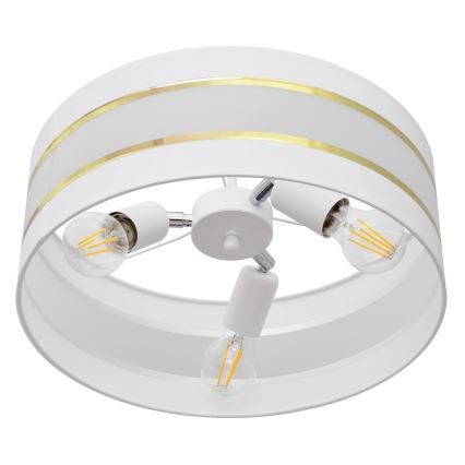 Luster na tyči HELEN 3xE27/15W/230V biela/zlatá