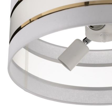 Luster na tyči HELEN 3xE27/15W/230V biela/zlatá