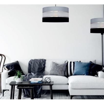 Luster na tyči HELEN 3xE27/15W/230V čierna/šedá/lesklý chróm
