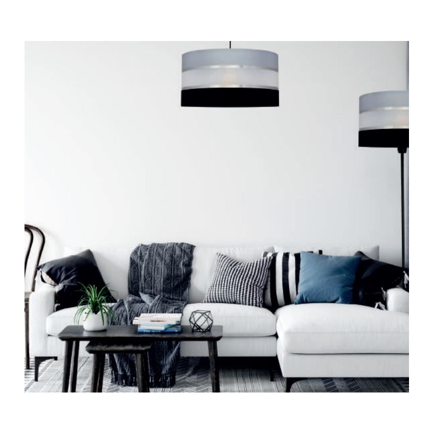 Luster na tyči HELEN 3xE27/15W/230V čierna/šedá/lesklý chróm