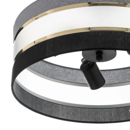 Luster na tyči HELEN 3xE27/15W/230V čierna/šedá/zlatá