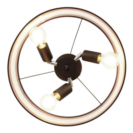 Luster na tyči HELEN 3xE27/15W/230V hnedá/čierna/zlatá