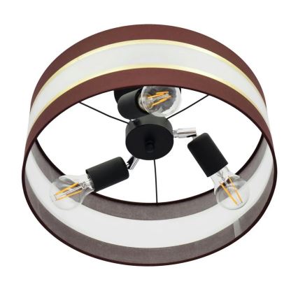 Luster na tyči HELEN 3xE27/15W/230V hnedá/čierna/zlatá
