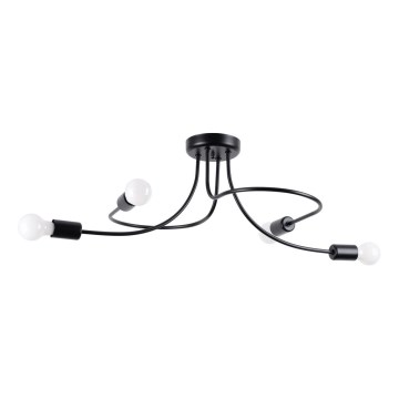 Luster na tyči LEVAR 4xE27/15W/230V čierna