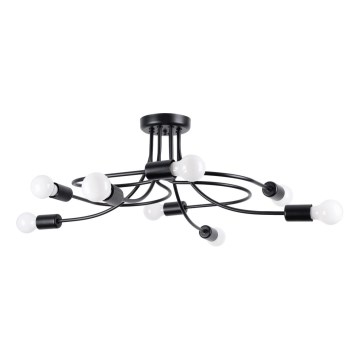 Luster na tyči LEVAR 8xE27/15W/230V čierna