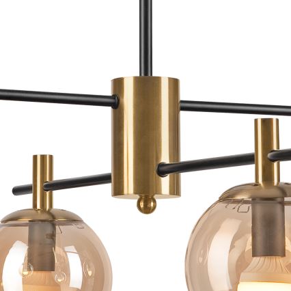 Luster na tyči LILOU 4xE14/5W/230V zlatá/čierna/dymová béžová