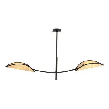 Luster na tyči LOTUS 2xE14/10W/230V čierna/béžová