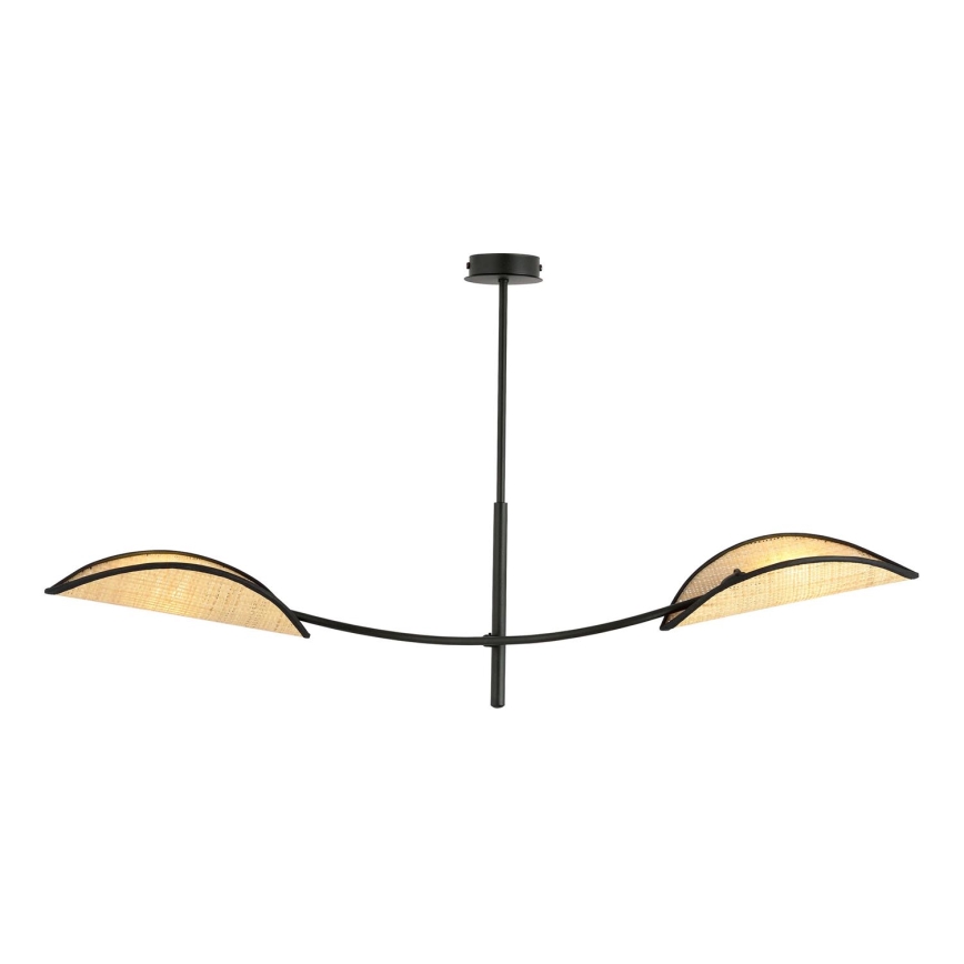 Luster na tyči LOTUS 2xE14/10W/230V čierna/béžová