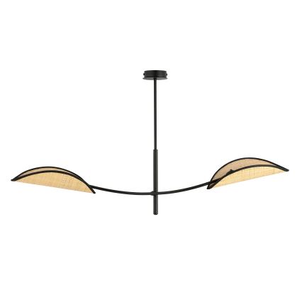 Luster na tyči LOTUS 2xE14/10W/230V čierna/béžová