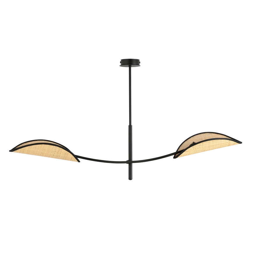 Luster na tyči LOTUS 2xE14/10W/230V čierna/béžová