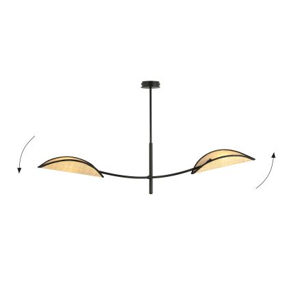 Luster na tyči LOTUS 2xE14/10W/230V čierna/béžová