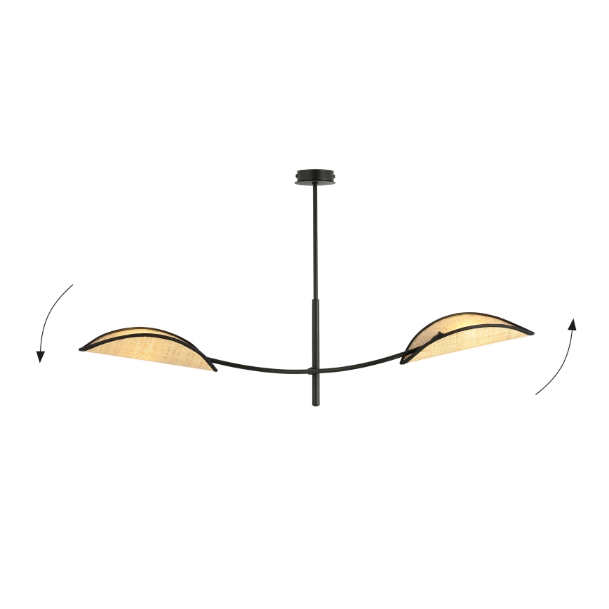 Luster na tyči LOTUS 2xE14/10W/230V čierna/béžová