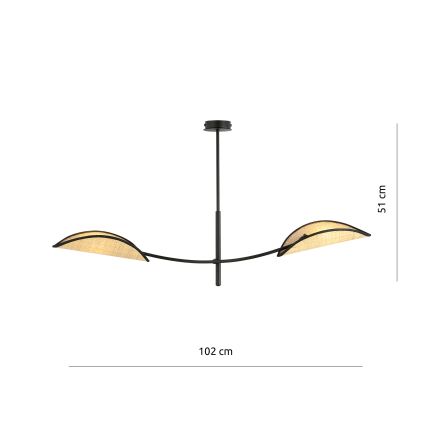Luster na tyči LOTUS 2xE14/10W/230V čierna/béžová