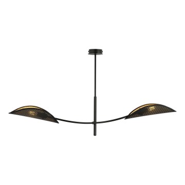 Luster na tyči LOTUS 2xE14/10W/230V čierna/zlatá