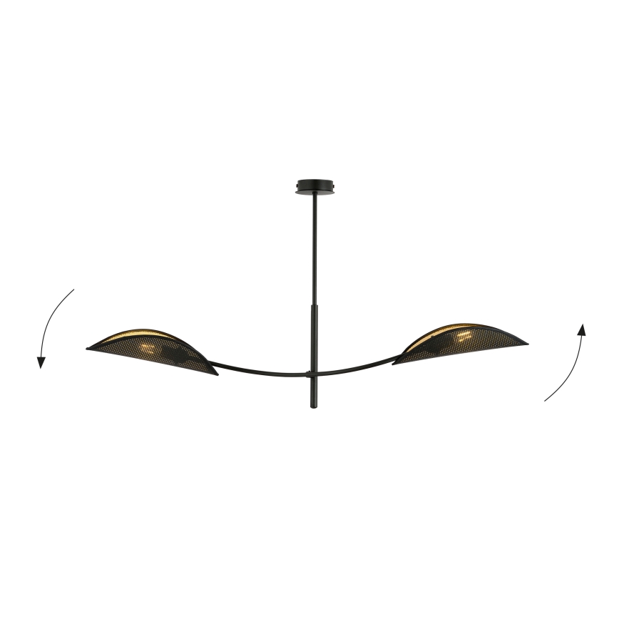 Luster na tyči LOTUS 2xE14/10W/230V čierna/zlatá