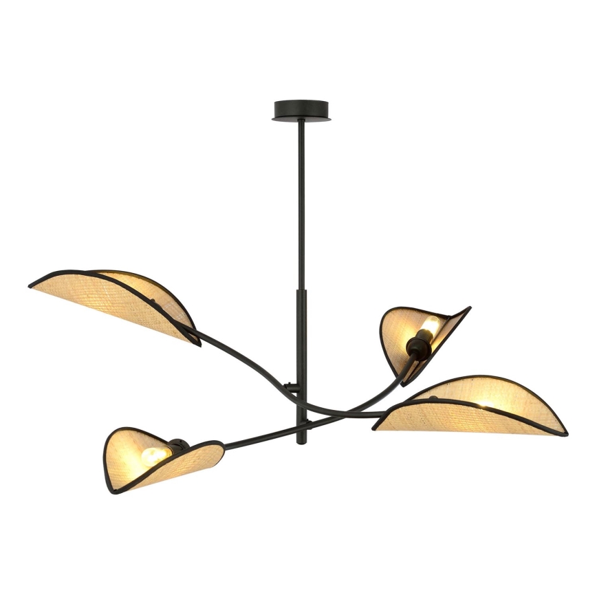 Luster na tyči LOTUS 4xE14/10W/230V čierna/béžová