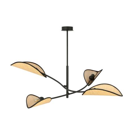 Luster na tyči LOTUS 4xE14/10W/230V čierna/béžová