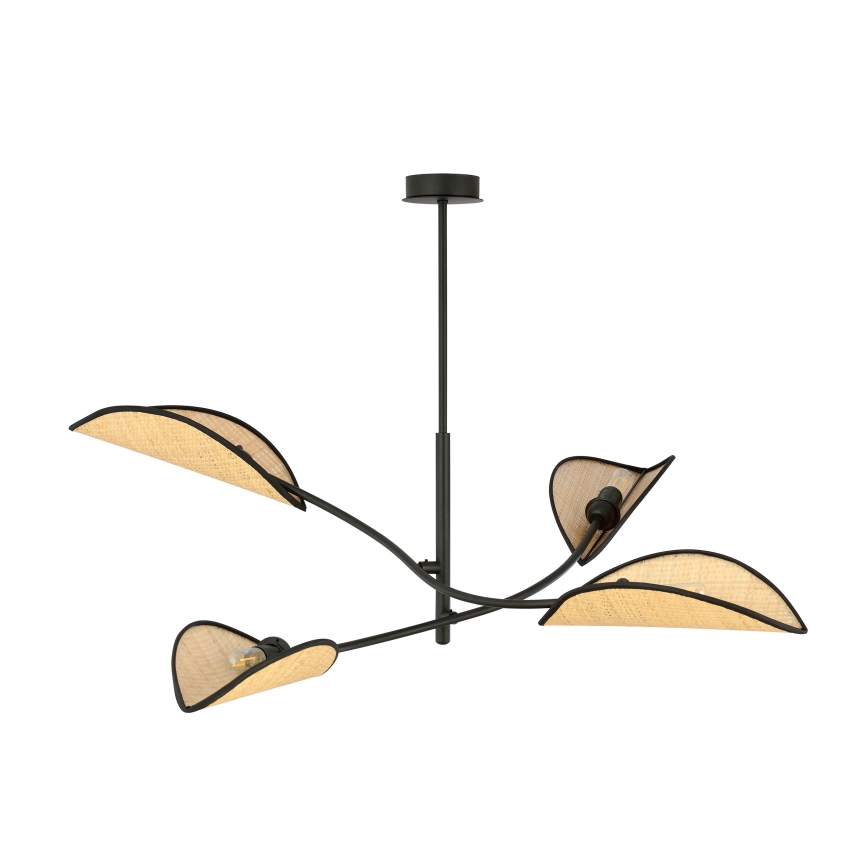 Luster na tyči LOTUS 4xE14/10W/230V čierna/béžová