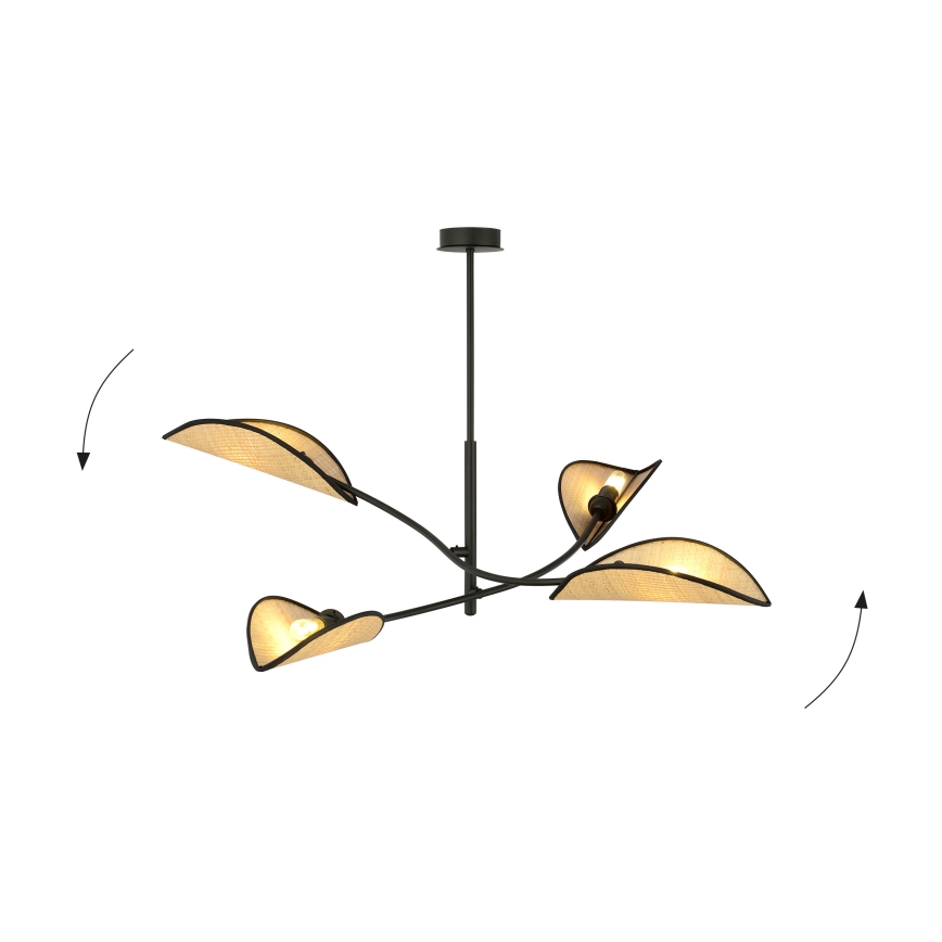 Luster na tyči LOTUS 4xE14/10W/230V čierna/béžová
