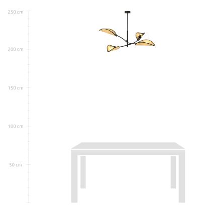 Luster na tyči LOTUS 4xE14/10W/230V čierna/béžová