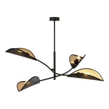 Luster na tyči LOTUS 4xE14/10W/230V čierna/zlatá