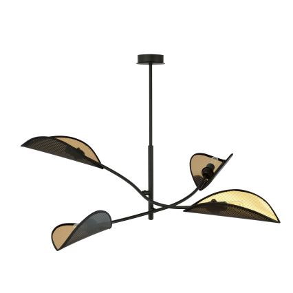 Luster na tyči LOTUS 4xE14/10W/230V čierna/zlatá