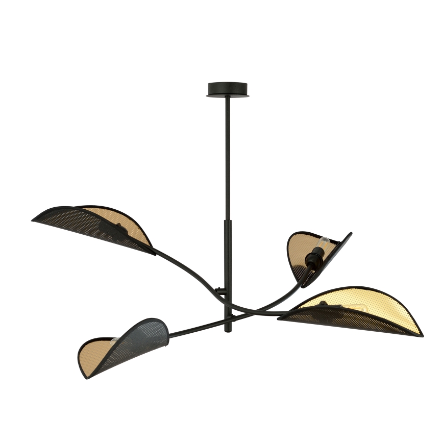 Luster na tyči LOTUS 4xE14/10W/230V čierna/zlatá