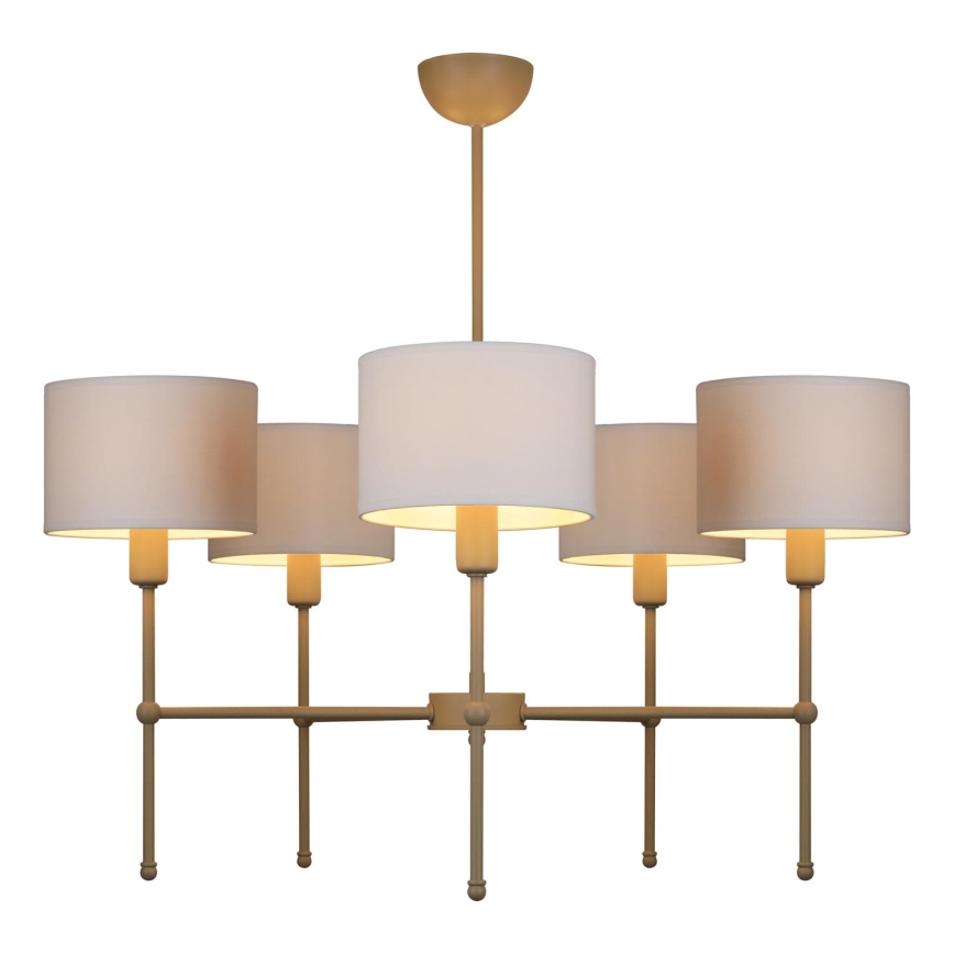 Luster na tyči MADELA 5xE14/40W/230V biela/béžová