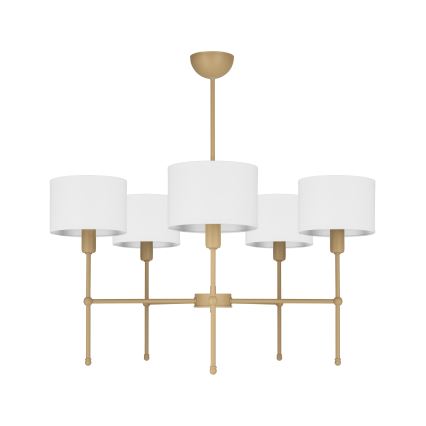 Luster na tyči MADELA 5xE14/40W/230V biela/béžová