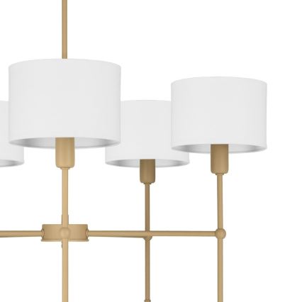 Luster na tyči MADELA 5xE14/40W/230V biela/béžová