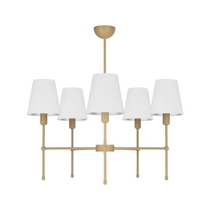 Luster na tyči MADELA 5xE14/40W/230V biela/béžová