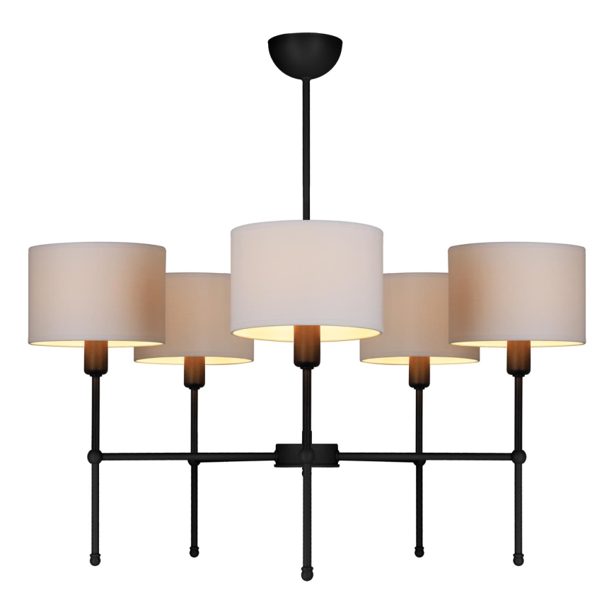 Luster na tyči MADELA 5xE14/40W/230V biela/čierna