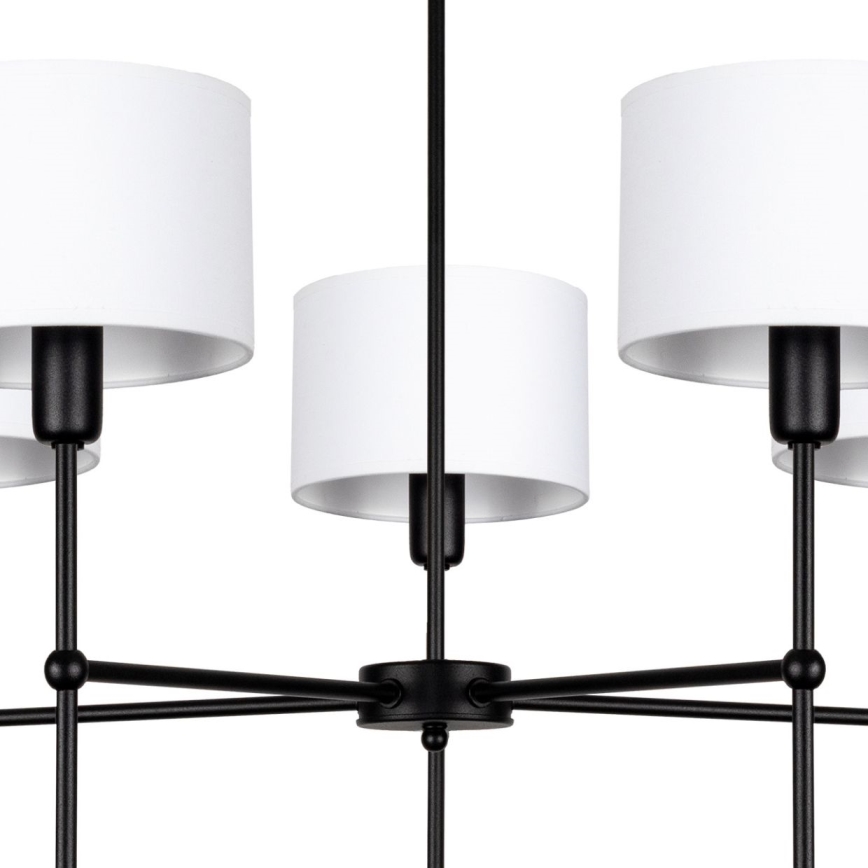 Luster na tyči MADELA 5xE14/40W/230V biela/čierna