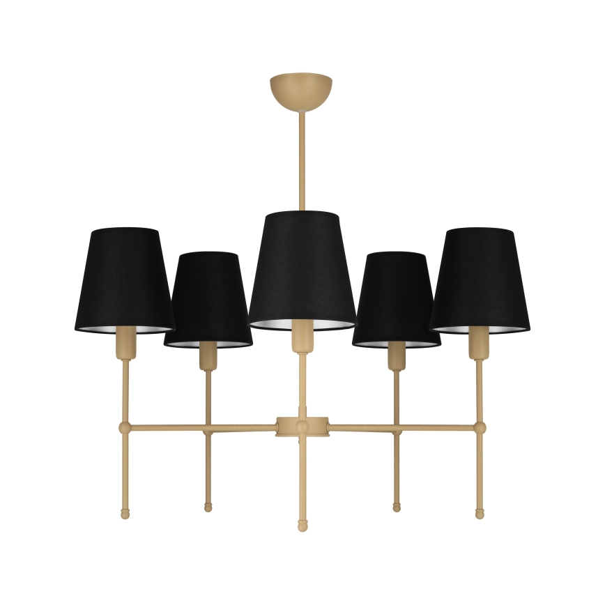 Luster na tyči MADELA 5xE14/40W/230V čierna/béžová
