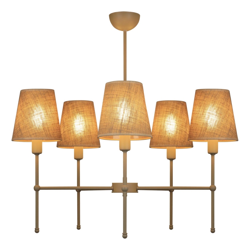 Luster na tyči MADELA 5xE14/40W/230V juta/béžová