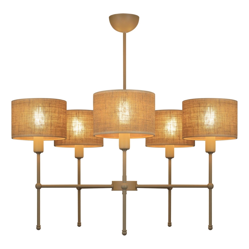 Luster na tyči MADELA 5xE14/40W/230V juta/béžová