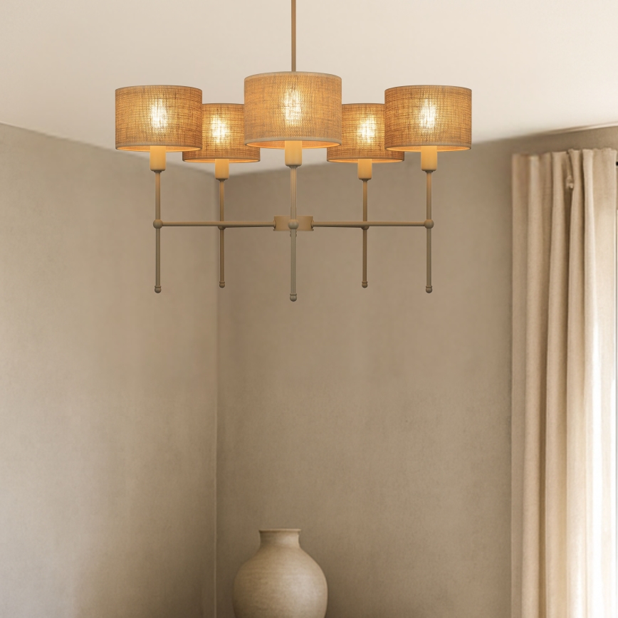 Luster na tyči MADELA 5xE14/40W/230V juta/béžová