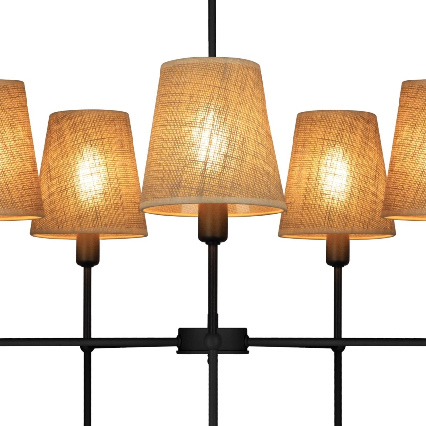 Luster na tyči MADELA 5xE14/40W/230V juta/čierna