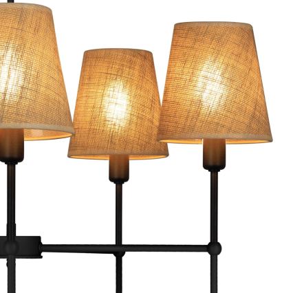 Luster na tyči MADELA 5xE14/40W/230V juta/čierna