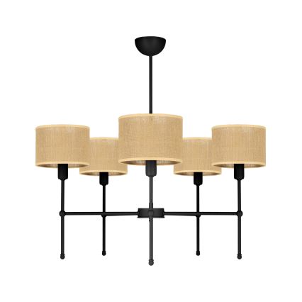 Luster na tyči MADELA 5xE14/40W/230V juta/čierna
