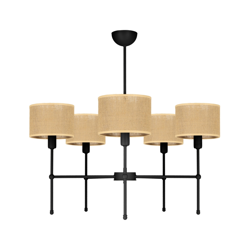 Luster na tyči MADELA 5xE14/40W/230V juta/čierna