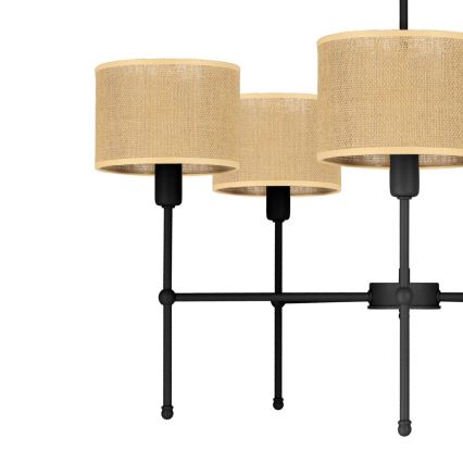 Luster na tyči MADELA 5xE14/40W/230V juta/čierna