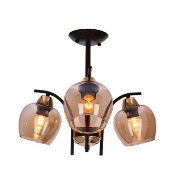 Luster na tyči MERRA 3xE27/40W/230V čierna/béžová