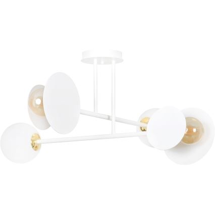 Luster na tyči MINERVA 2xE27/15W + 2xE14/10W/230V biela