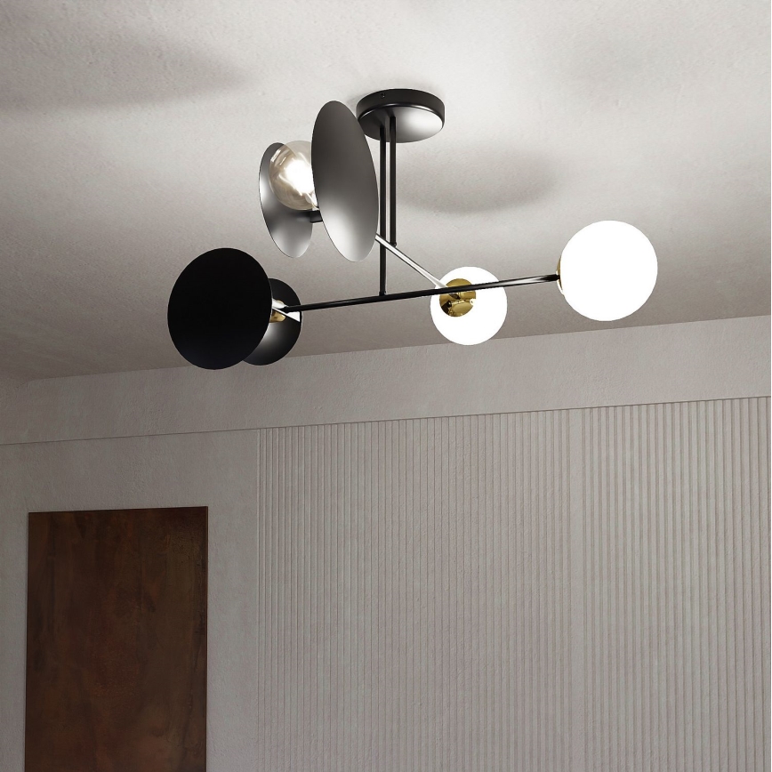 Luster na tyči MINERVA 2xE27/15W + 2xE14/10W/230V čierna