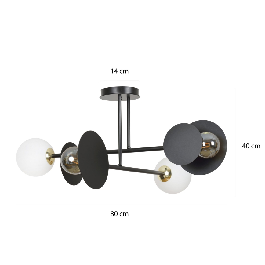 Luster na tyči MINERVA 2xE27/15W + 2xE14/10W/230V čierna