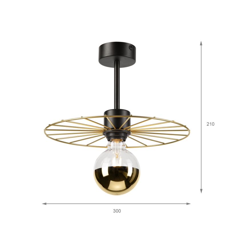 Luster na tyči MONTANA 1xE27/15W/230V pr. 30 cm zlatá/čierna