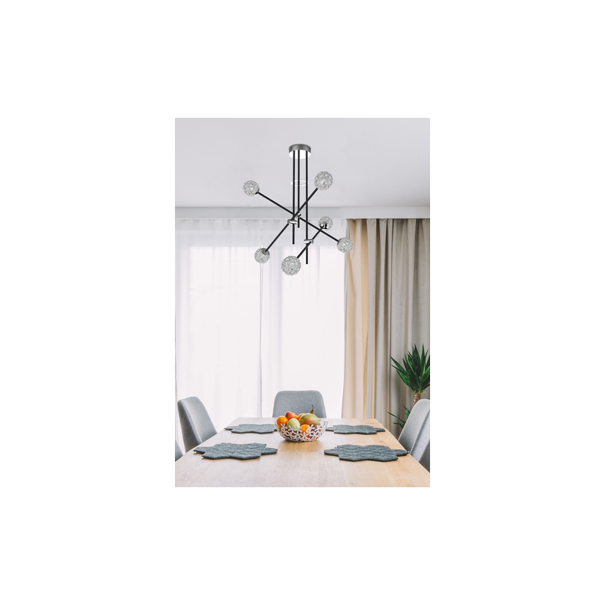 Luster na tyči PAKSOS 6xG9/5W/230V čierna