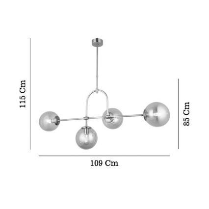 Luster na tyči POLINO 4xE27/40W/230V zlatý